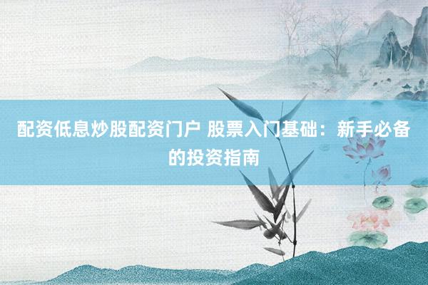 配资低息炒股配资门户 股票入门基础：新手必备的投资指南