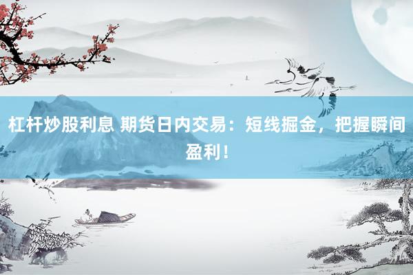 杠杆炒股利息 期货日内交易：短线掘金，把握瞬间盈利！