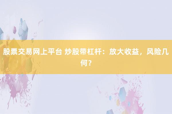 股票交易网上平台 炒股带杠杆：放大收益，风险几何？