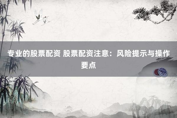 专业的股票配资 股票配资注意：风险提示与操作要点