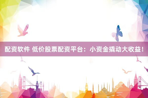 配资软件 低价股票配资平台：小资金撬动大收益！