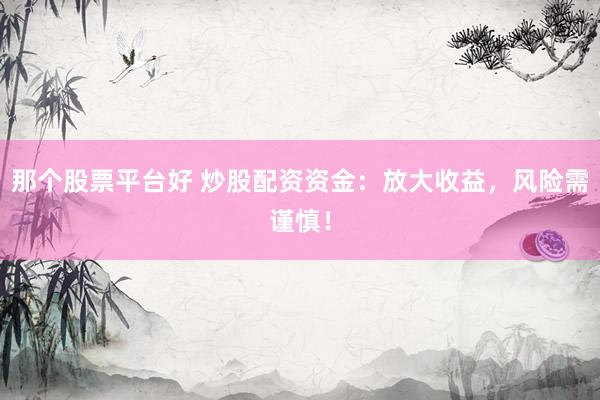那个股票平台好 炒股配资资金：放大收益，风险需谨慎！