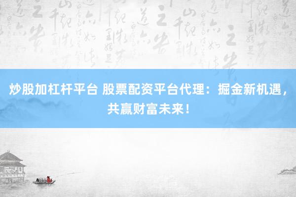 炒股加杠杆平台 股票配资平台代理：掘金新机遇，共赢财富未来！