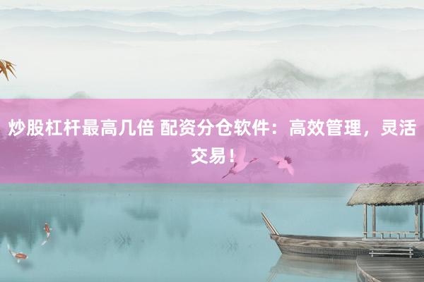 炒股杠杆最高几倍 配资分仓软件:高效管理,灵活交易!