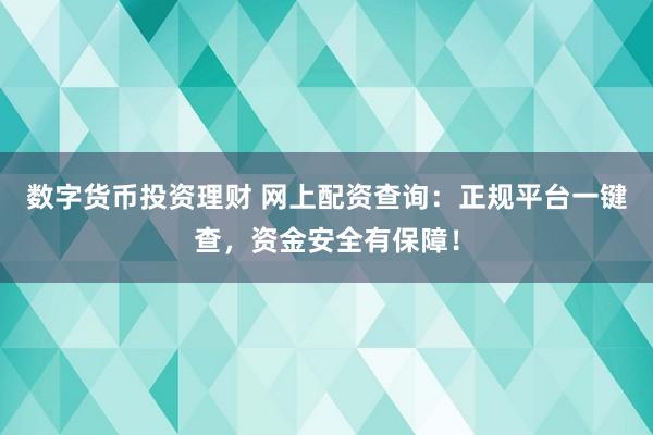 数字货币投资理财 网上配资查询：正规平台一键查，资金安全有保障！