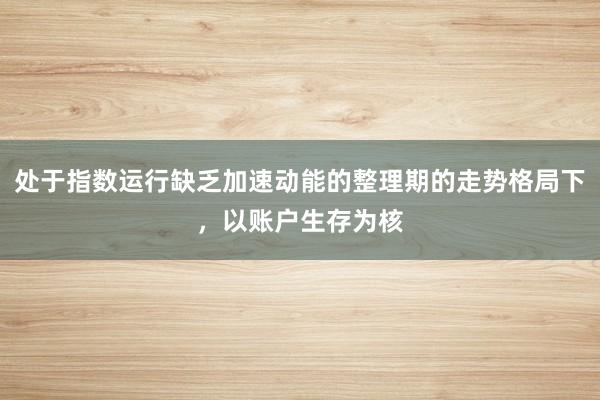处于指数运行缺乏加速动能的整理期的走势格局下,以账户生存为核