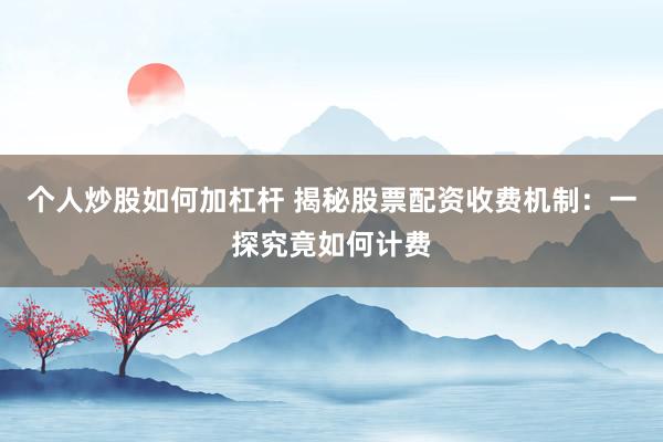 个人炒股如何加杠杆 揭秘股票配资收费机制：一探究竟如何计费