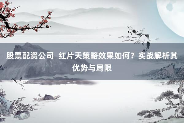 股票配资公司  红片天策略效果如何？实战解析其优势与局限