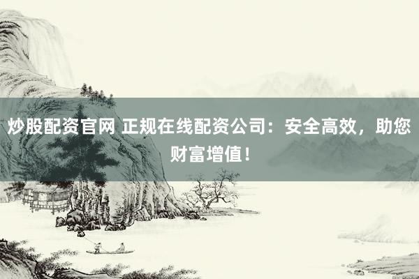 炒股配资官网 正规在线配资公司：安全高效，助您财富增值！