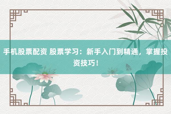 手机股票配资 股票学习：新手入门到精通，掌握投资技巧！