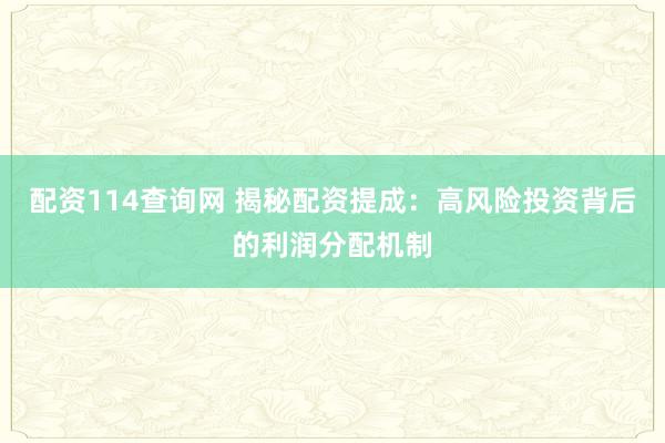 配资114查询网 揭秘配资提成：高风险投资背后的利润分配机制